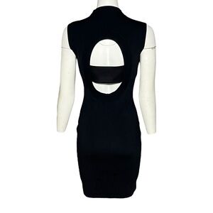Solace London Black Alexis Back Cutout Mini Heavy Knit Dress Women’s Size 6
